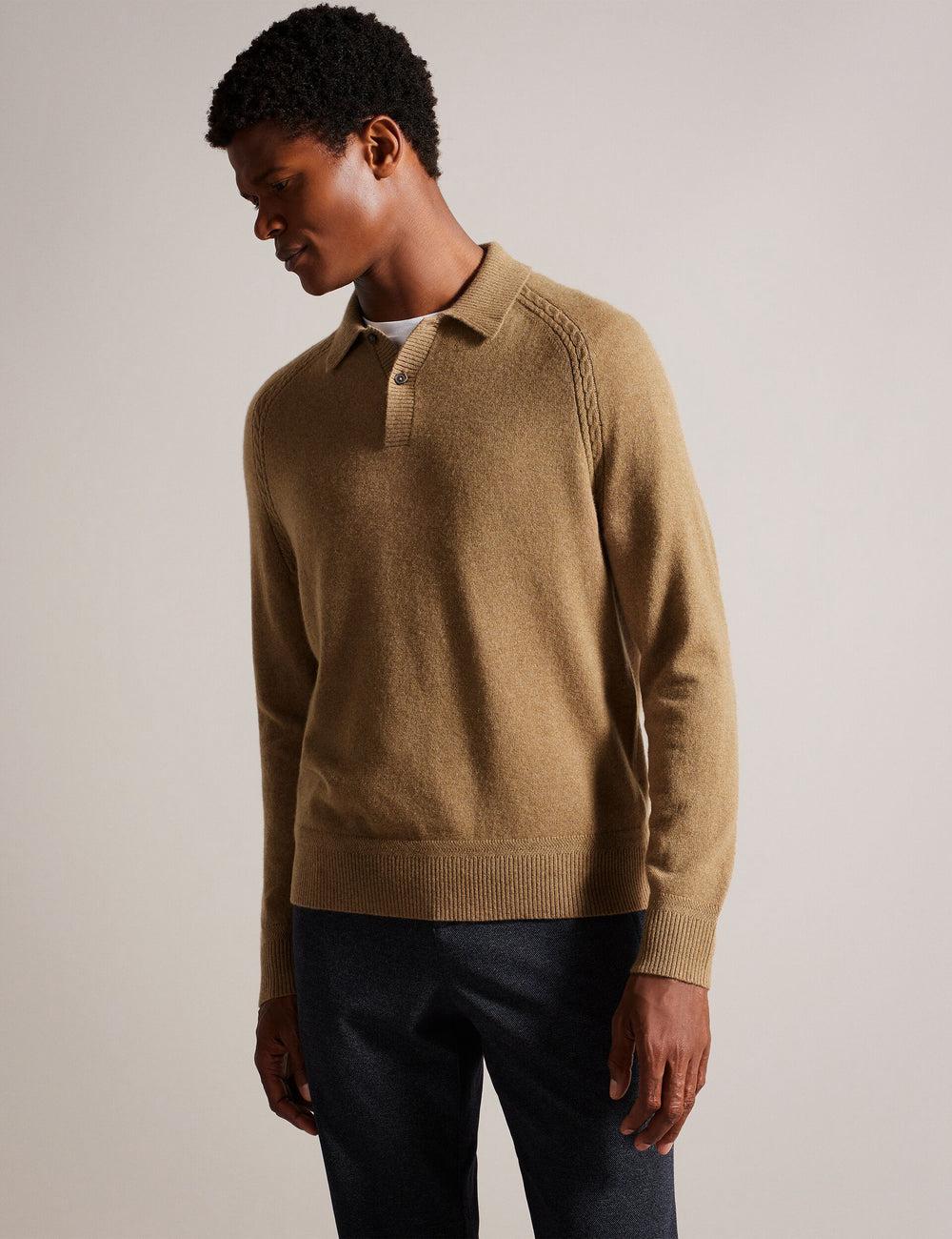 Men Ted Baker KAROLT - Cashmere Knit Long Sleeve Top Jumpers Dk-Brown | India  JKVH-84102