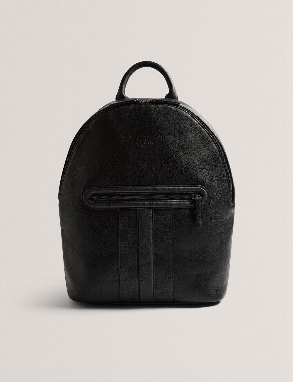 Men Ted Baker KEIIGAN - Striped Panel PU Reporter Backpacks Black | India  IPOY-75036