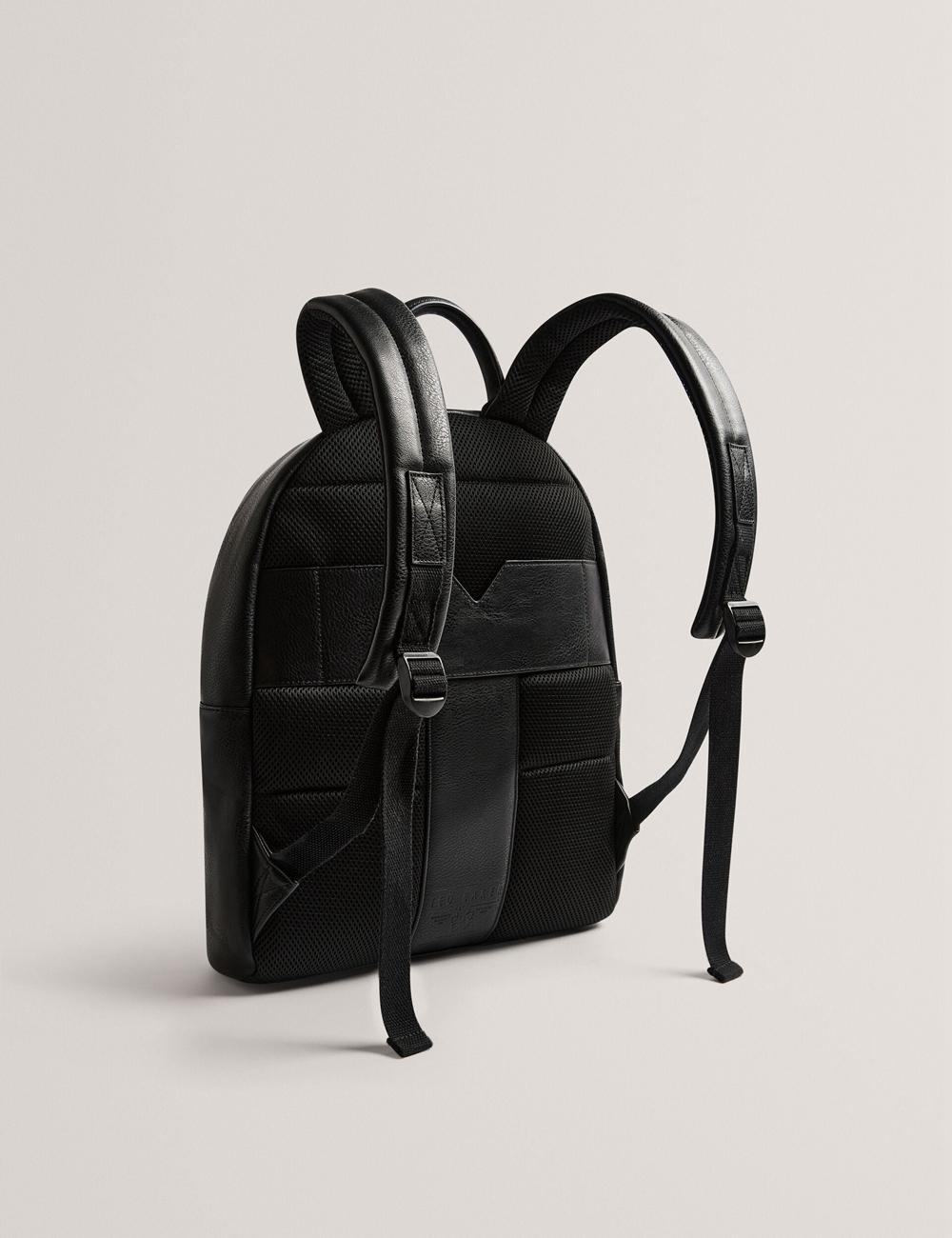 Men Ted Baker KEIIGAN - Striped Panel PU Reporter Backpacks Black | India  IPOY-75036