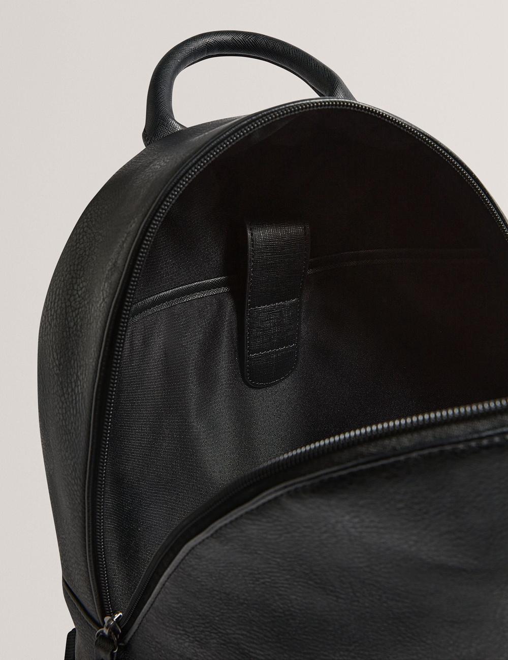 Men Ted Baker KEIIGAN - Striped Panel PU Reporter Backpacks Black | India  IPOY-75036
