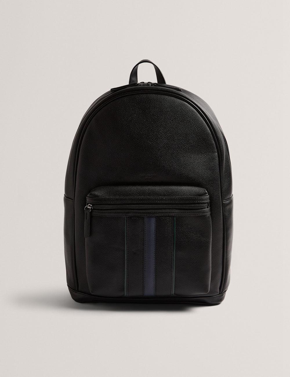 Men Ted Baker KEVIIN - Faux Leather Striped Panel Backpacks Black | India  CRQP-25419