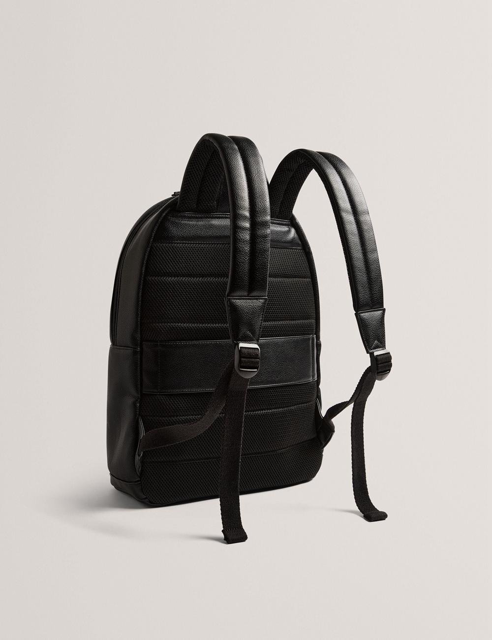 Men Ted Baker KEVIIN - Faux Leather Striped Panel Backpacks Black | India  CRQP-25419