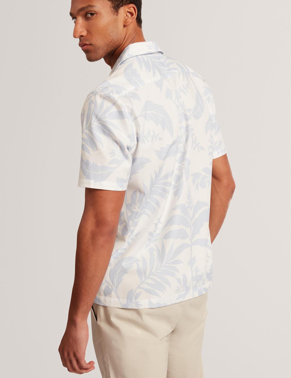 Men Ted Baker KITS - Short Sleeve Relaxed Floral Print Casual Shirts Lt-Blue | India  CZYA-32817