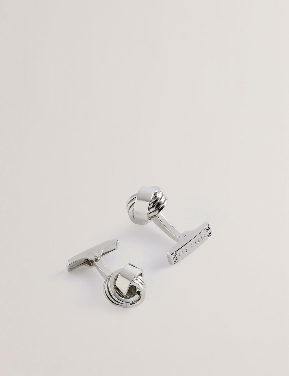 Men Ted Baker KNOTED - Knotted Shiny Metal Cufflinks Silver | India  VGJM-36548