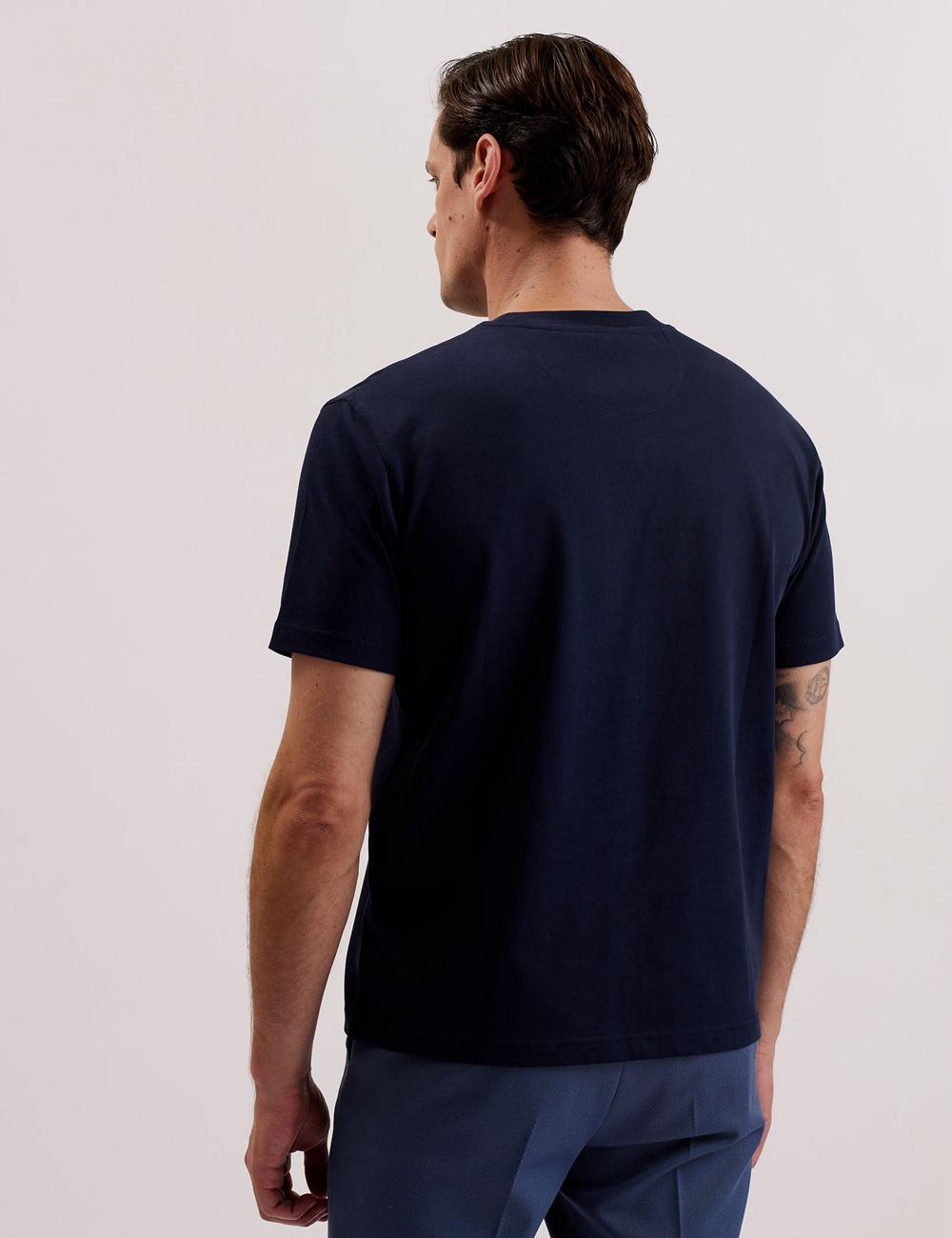 Men Ted Baker KORNKA - Short Sleeve Relaxed Fit Cotton T-Shirts Navy | India  SMIK-53167