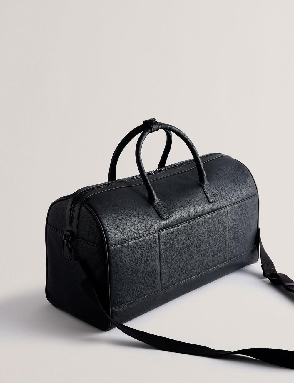 Men Ted Baker LANDERS - Textured Leather Zip Pocket Holdall Bags Black | India  VMUK-47918