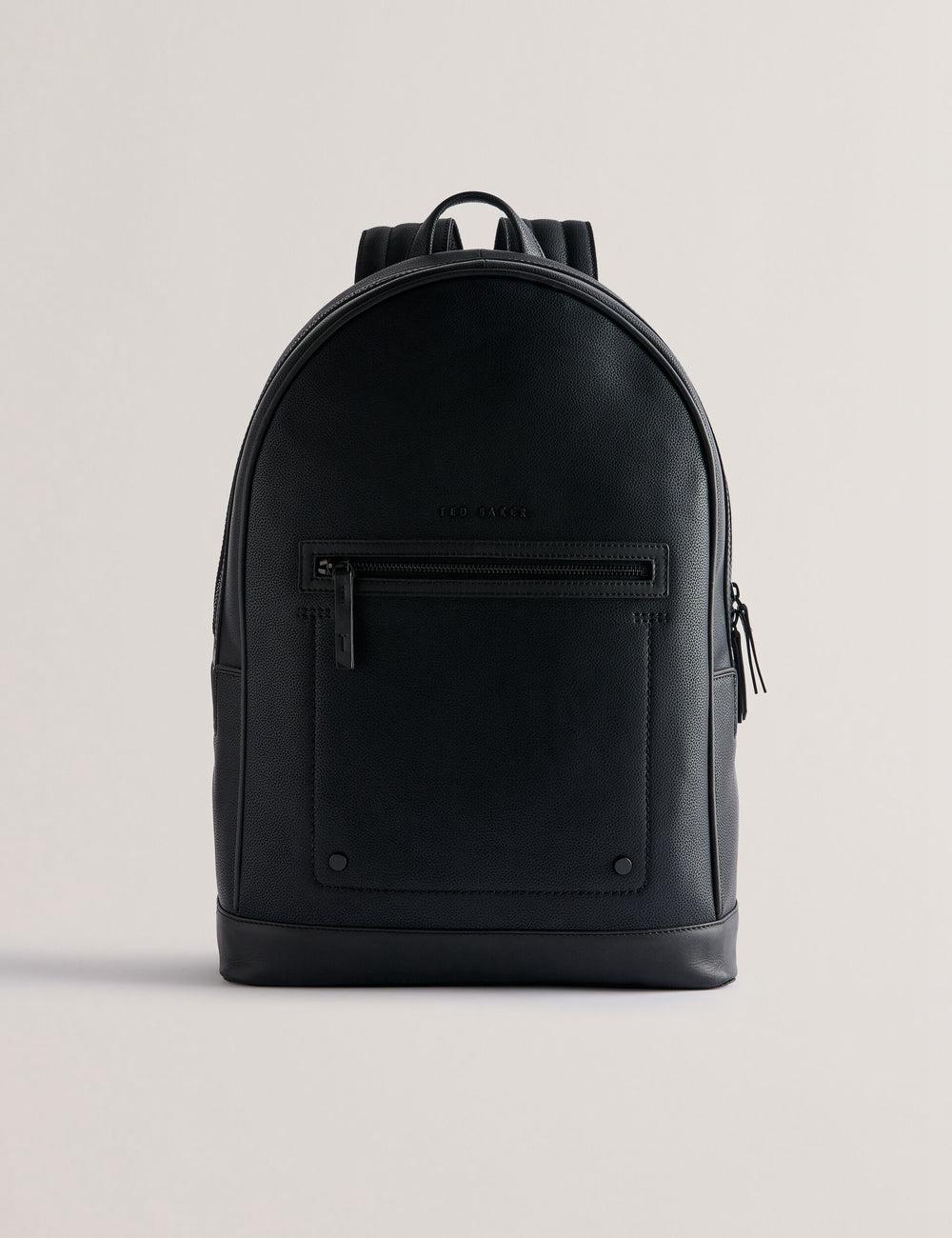 Men Ted Baker LANSEN - Textured Bonded Leather Backpacks Black | India  OGSP-57241