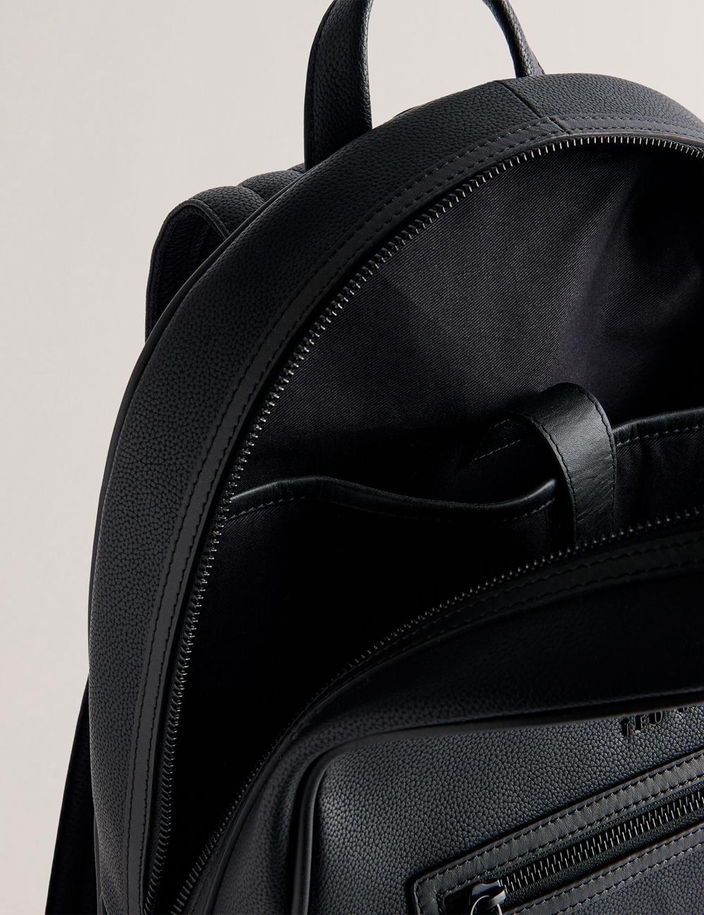 Men Ted Baker LANSEN - Textured Bonded Leather Backpacks Black | India  OGSP-57241