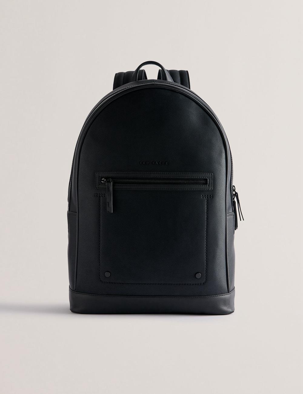 Men Ted Baker LANSEN - Textured Bonded Leather Backpacks Black | India  OGSP-57241