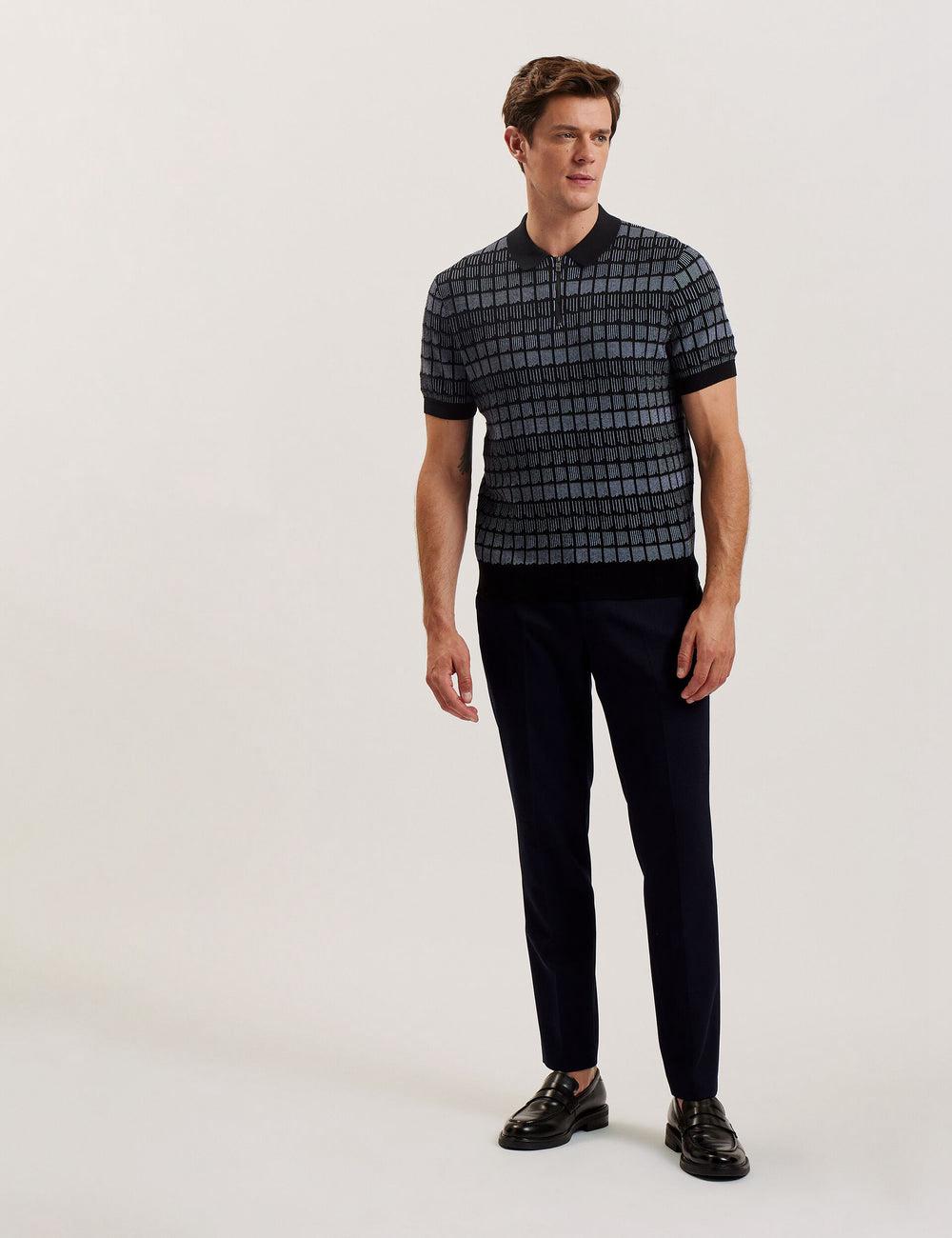 Men Ted Baker LEVERS - Ombre Jacquard Zip Neck Polos Shirts Black | India  MKUP-73264