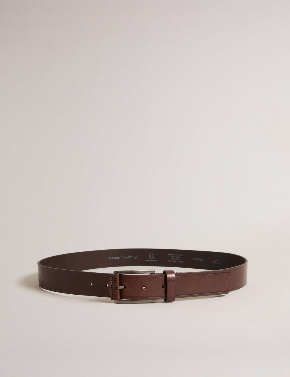 Men Ted Baker LINDED - Debossed Detail Smooth Leather Belts Brown | India  ROZF-42561
