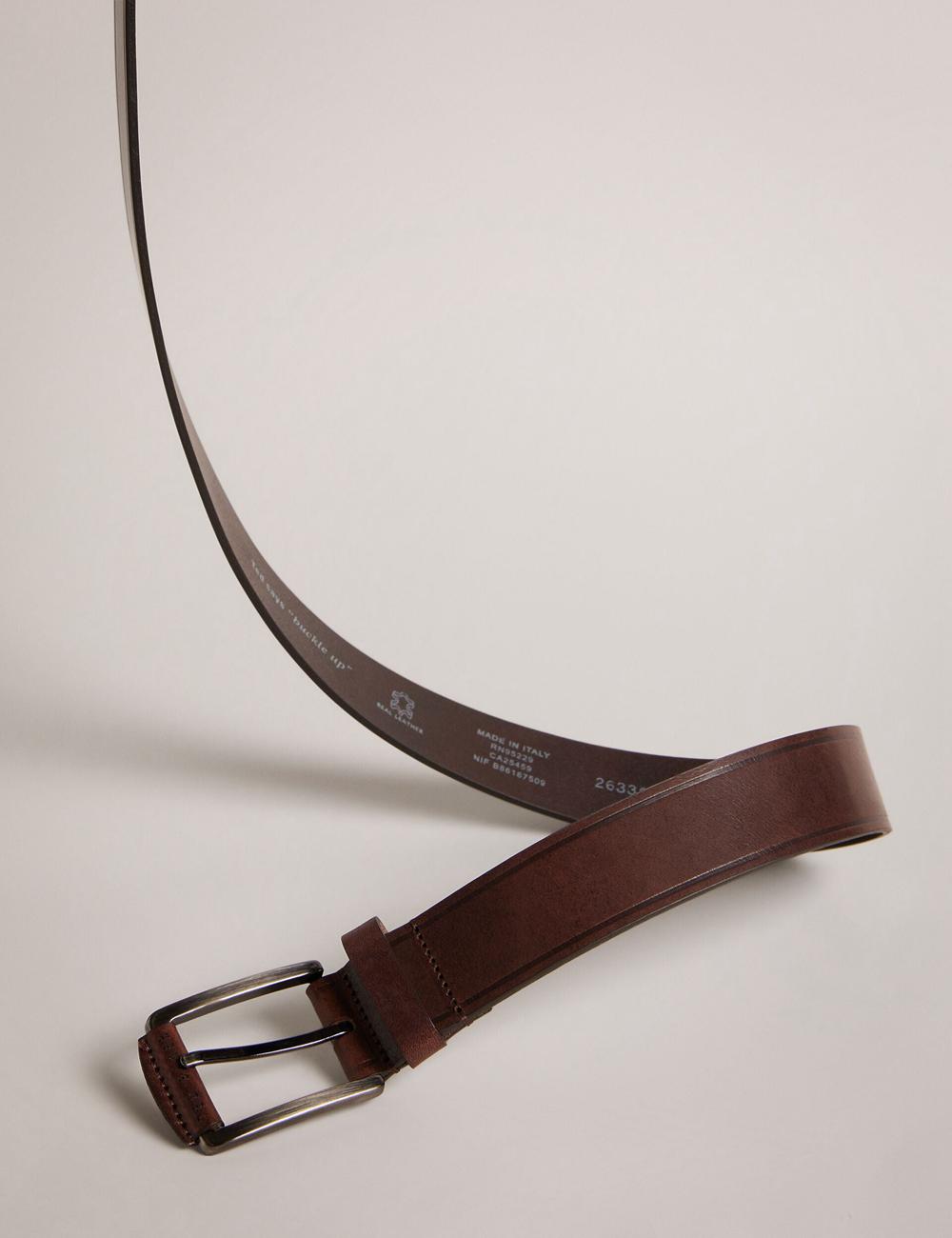 Men Ted Baker LINDED - Debossed Detail Smooth Leather Belts Brown | India  ROZF-42561