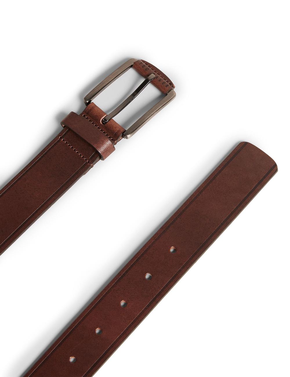 Men Ted Baker LINDED - Debossed Detail Smooth Leather Belts Brown | India  ROZF-42561