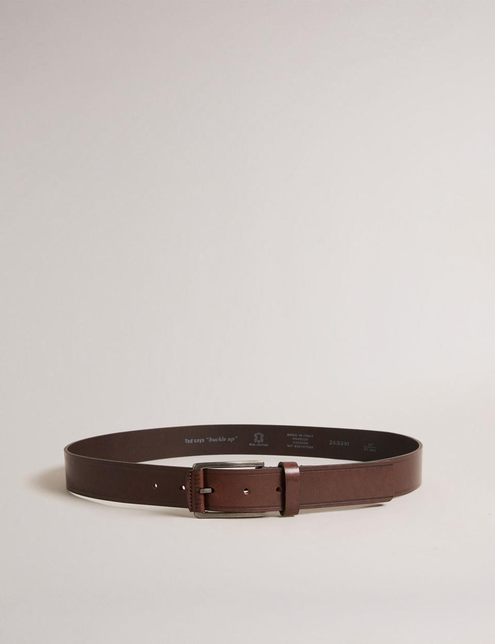 Men Ted Baker LINDED - Debossed Detail Smooth Leather Belts Brown | India  ROZF-42561
