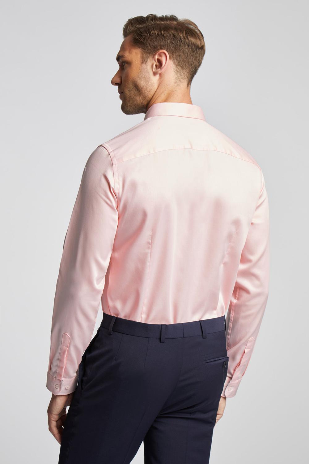 Men Ted Baker MAELOR - Slim Fit Sateen Cotton Formal Shirts Pink | India  LWOE-93420