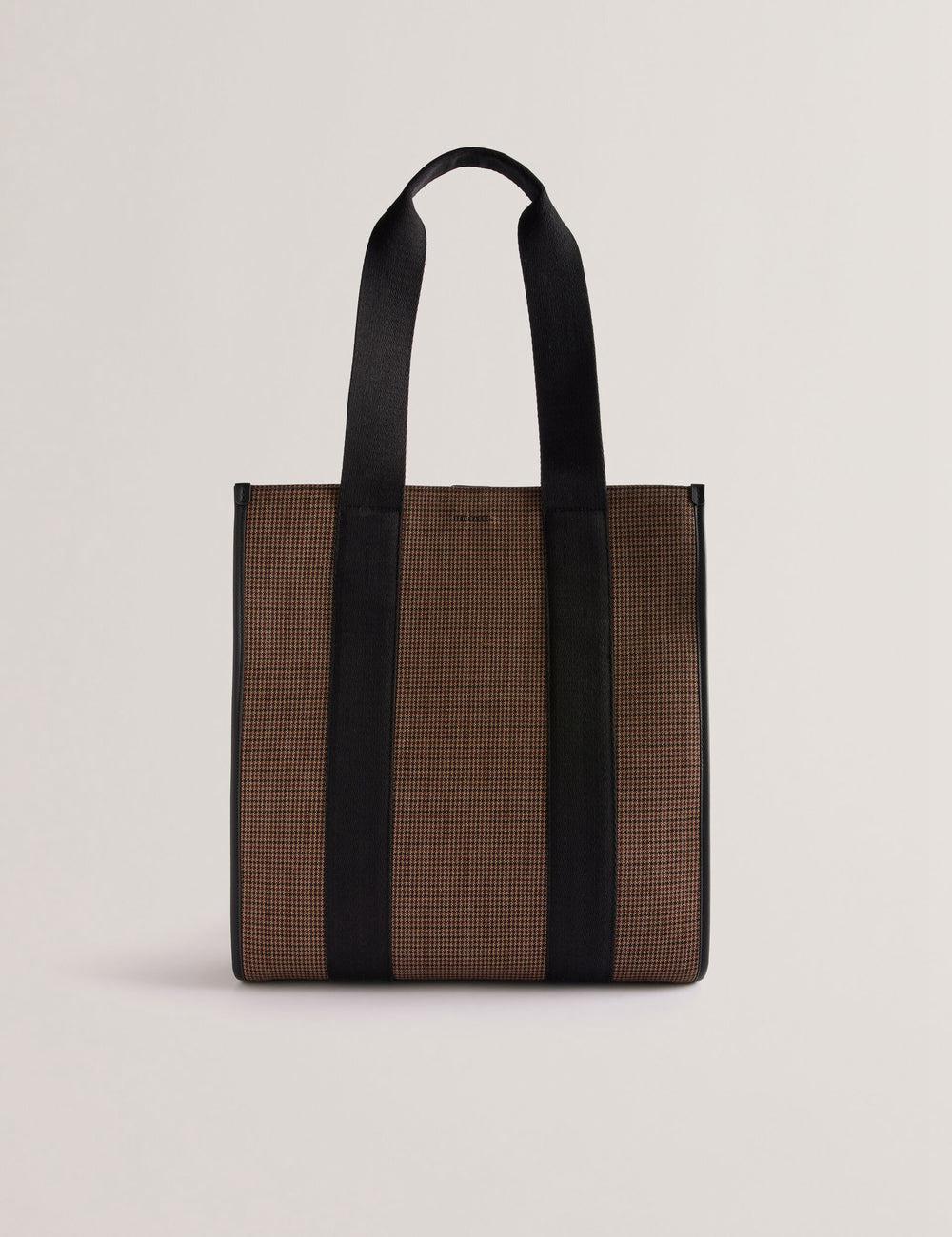 Men Ted Baker MALLICK - Check Wool Blend Tall Tote Bags Black | India  NULY-75412