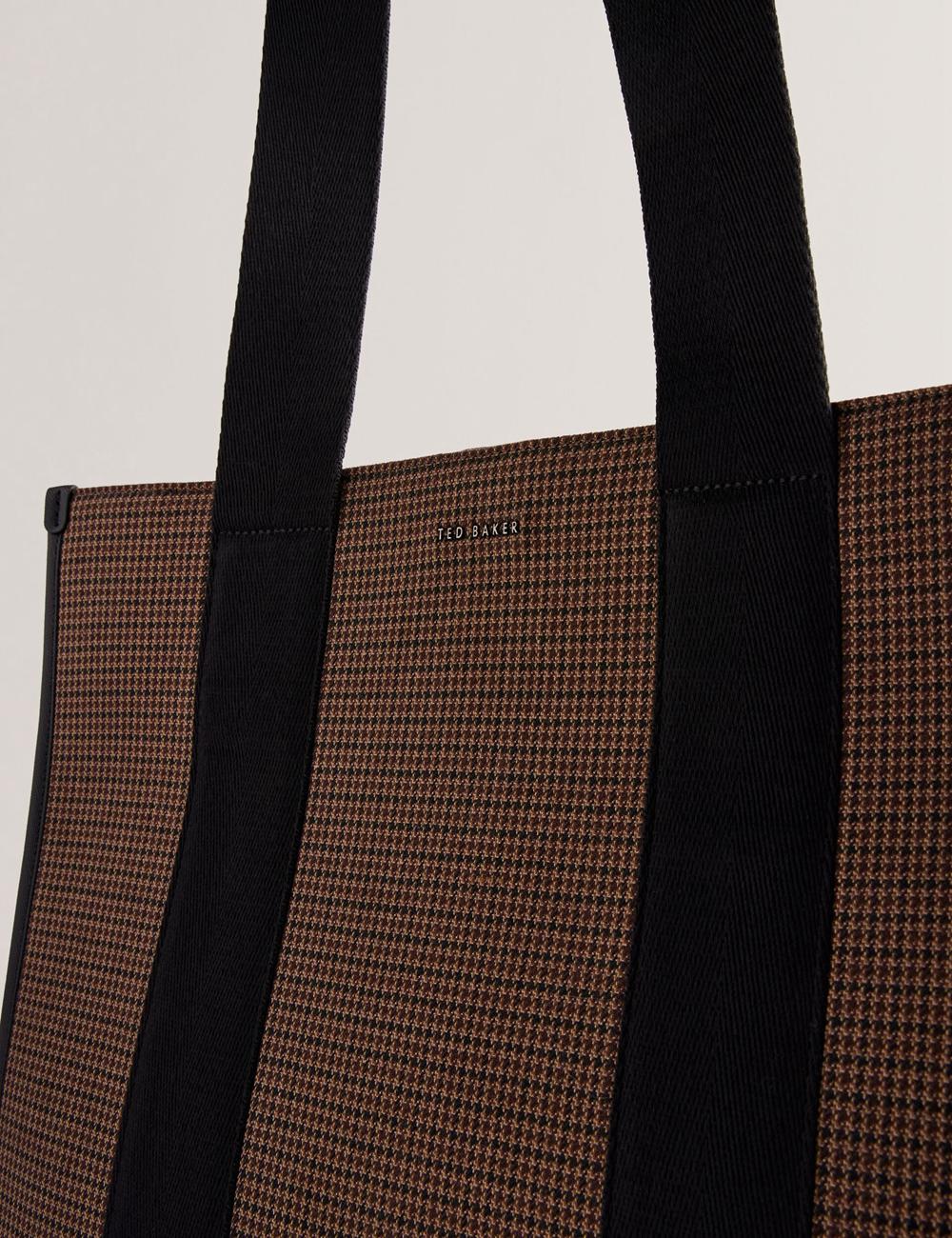 Men Ted Baker MALLICK - Check Wool Blend Tall Tote Bags Black | India  NULY-75412