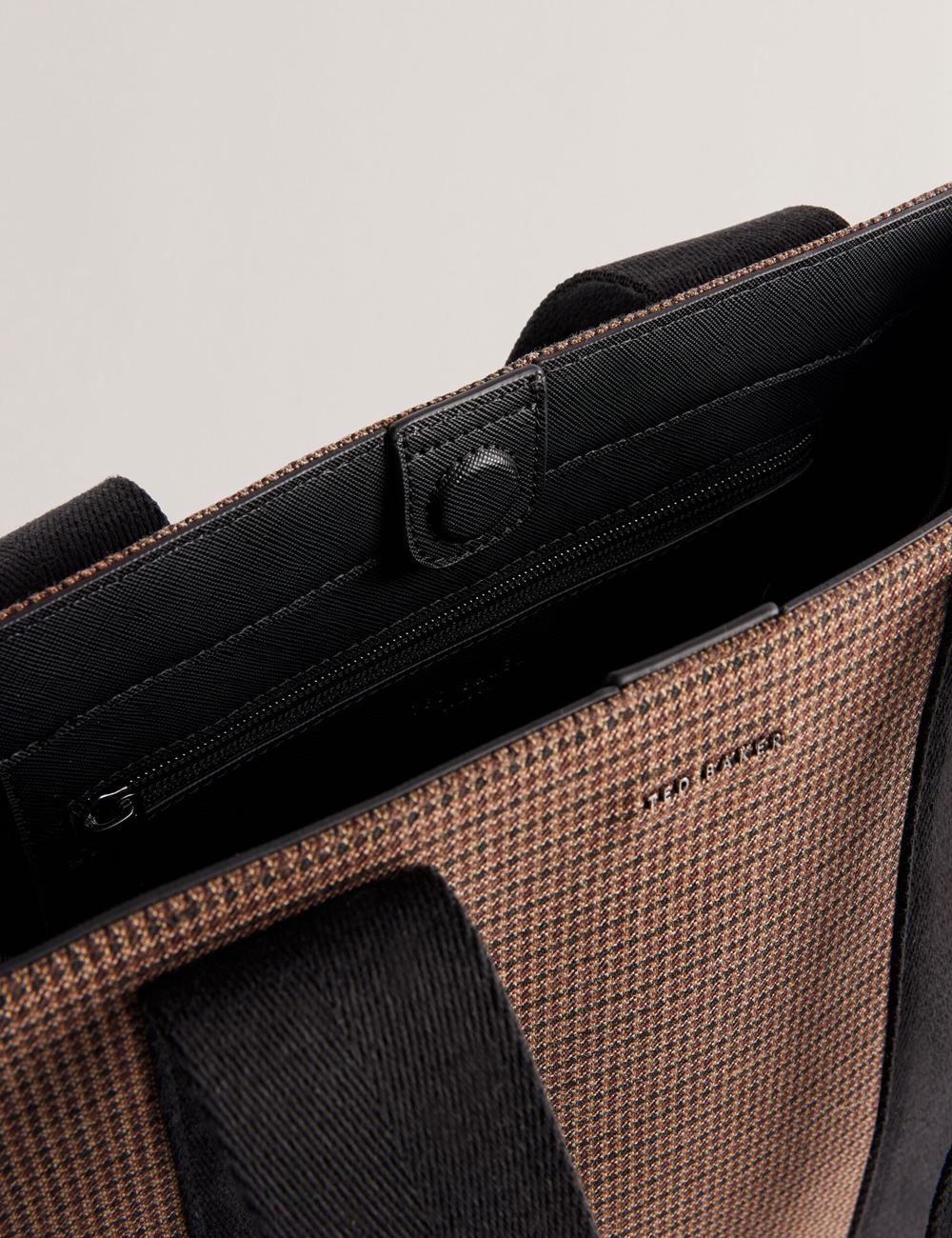 Men Ted Baker MALLICK - Check Wool Blend Tall Tote Bags Black | India  NULY-75412