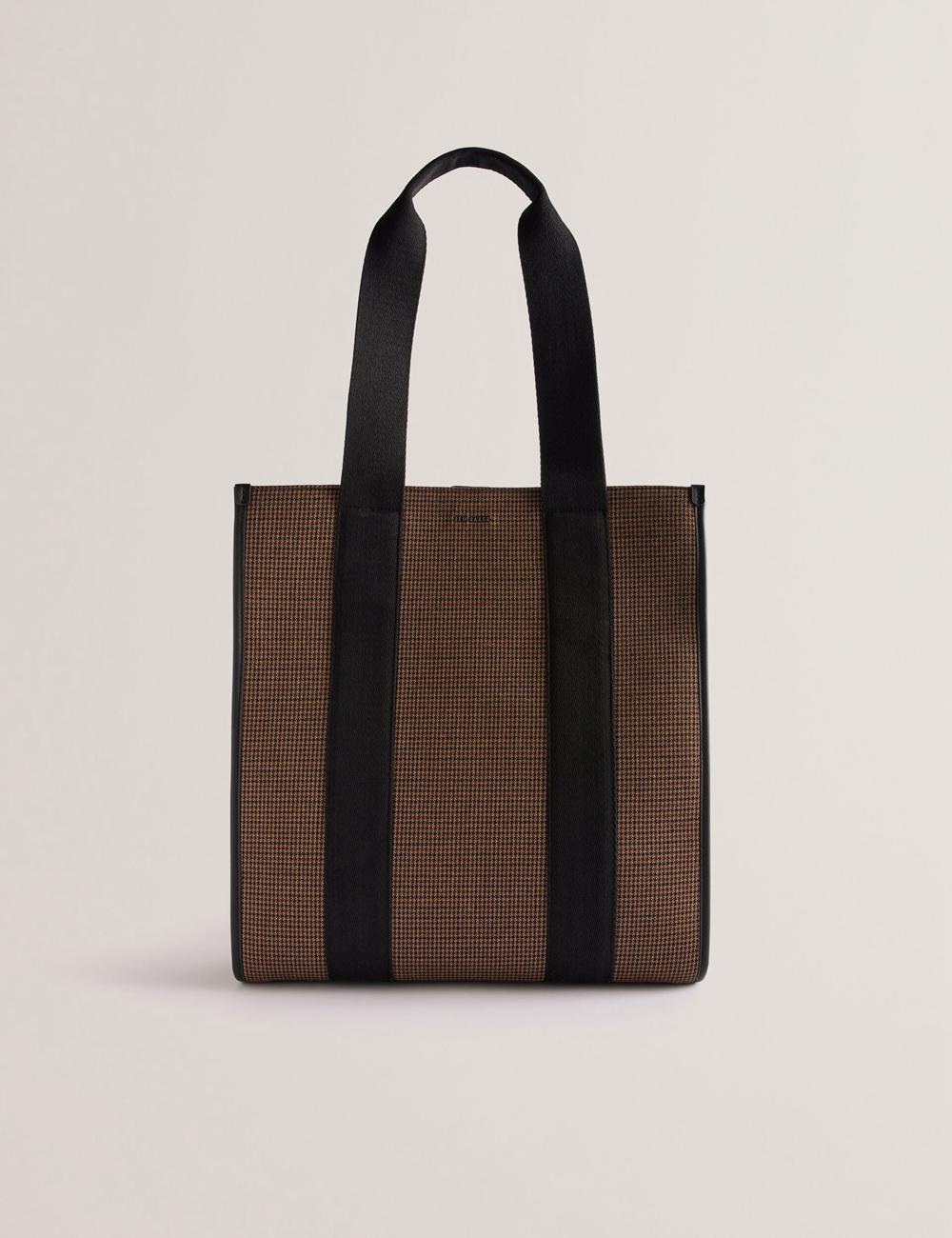 Men Ted Baker MALLICK - Check Wool Blend Tall Tote Bags Black | India  NULY-75412