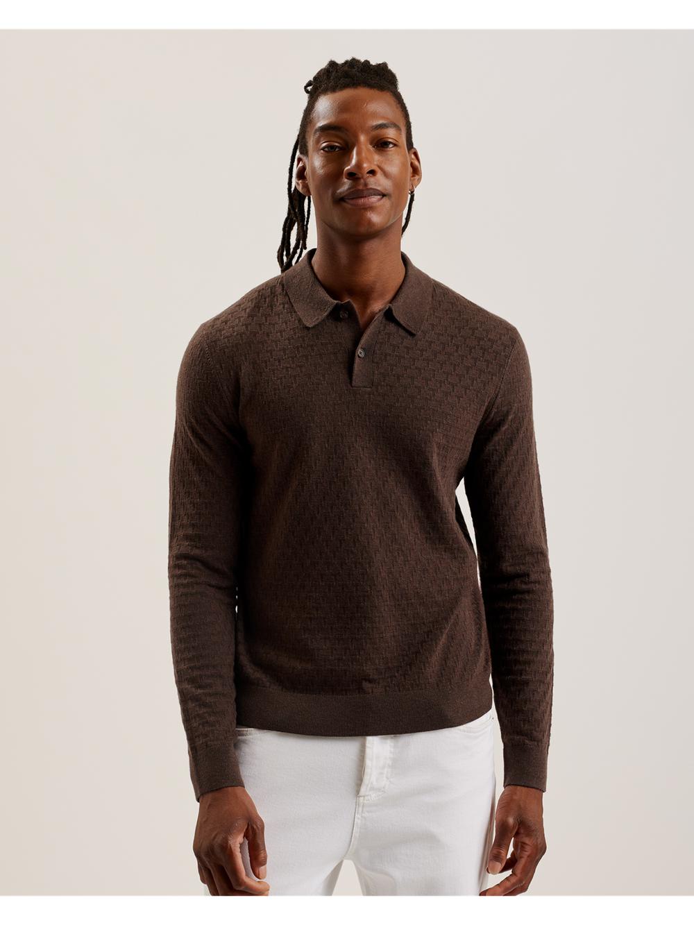 Men Ted Baker MORAR - Long Sleeve T Stitch Knitted Jumpers Dk-Brown | India  FECS-27163