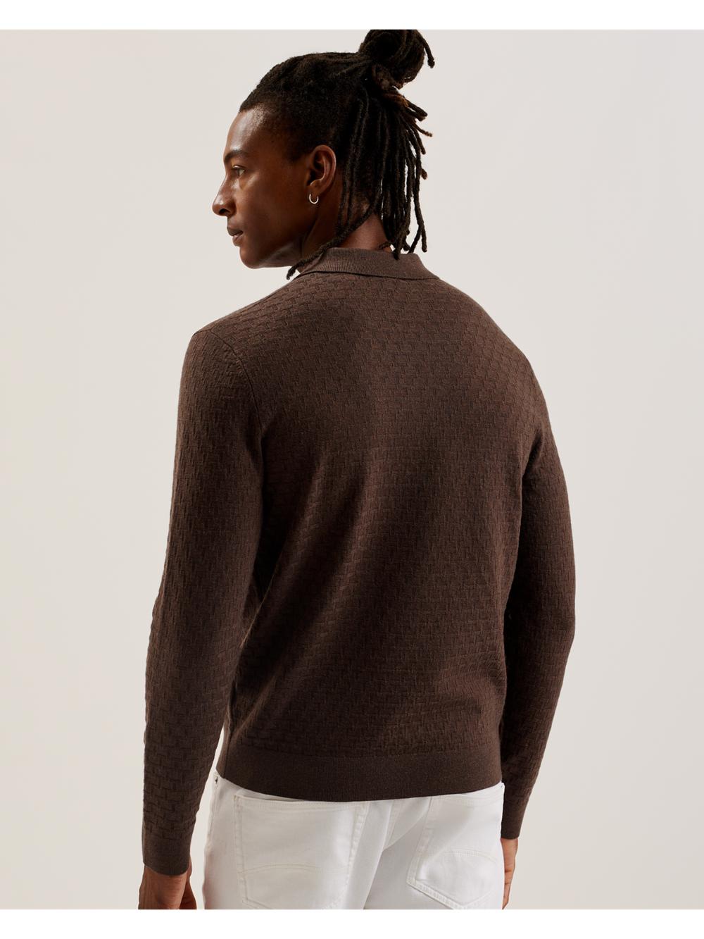 Men Ted Baker MORAR - Long Sleeve T Stitch Knitted Jumpers Dk-Brown | India  FECS-27163