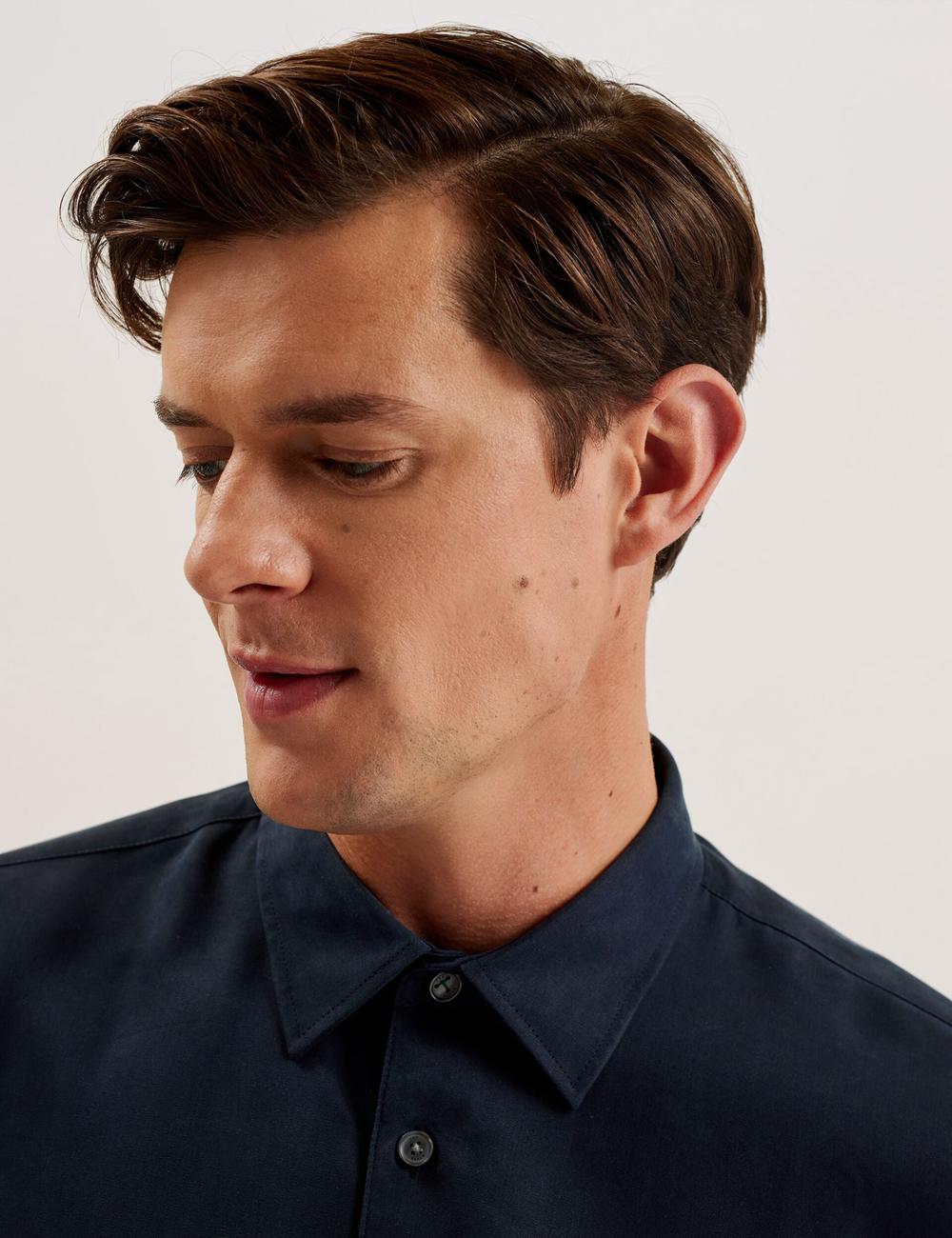 Men Ted Baker NESSMEN - Embroidered Detail Relaxed Fit Casual Shirts Navy | India  BPMJ-65412