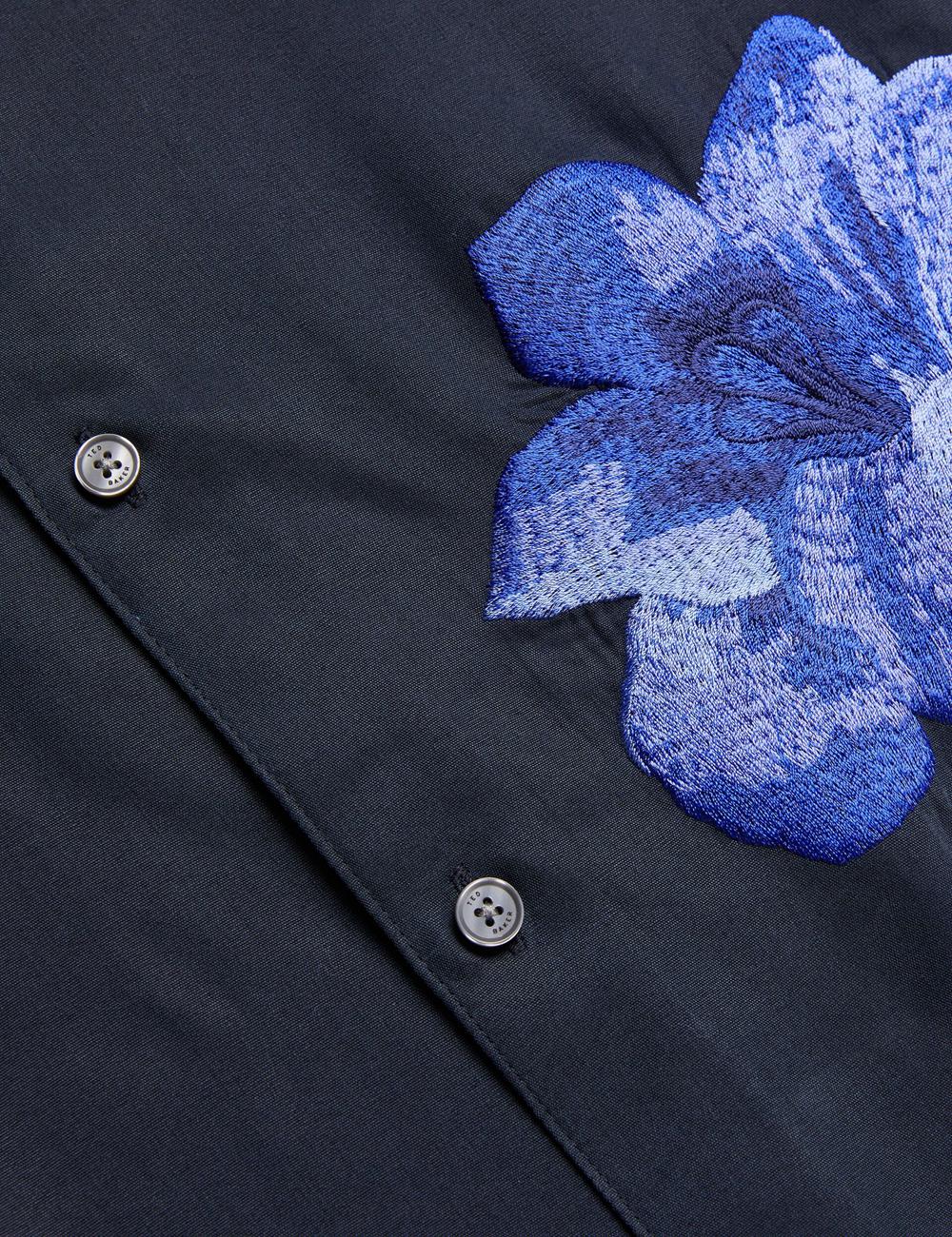 Men Ted Baker NESSMEN - Embroidered Detail Relaxed Fit Casual Shirts Navy | India  BPMJ-65412