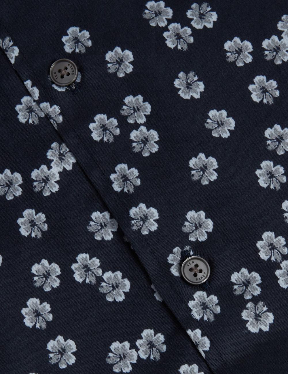 Men Ted Baker NIKSHO - Short Sleeve Slim Ditsy Floral Casual Shirts Navy | India  FBQA-41082