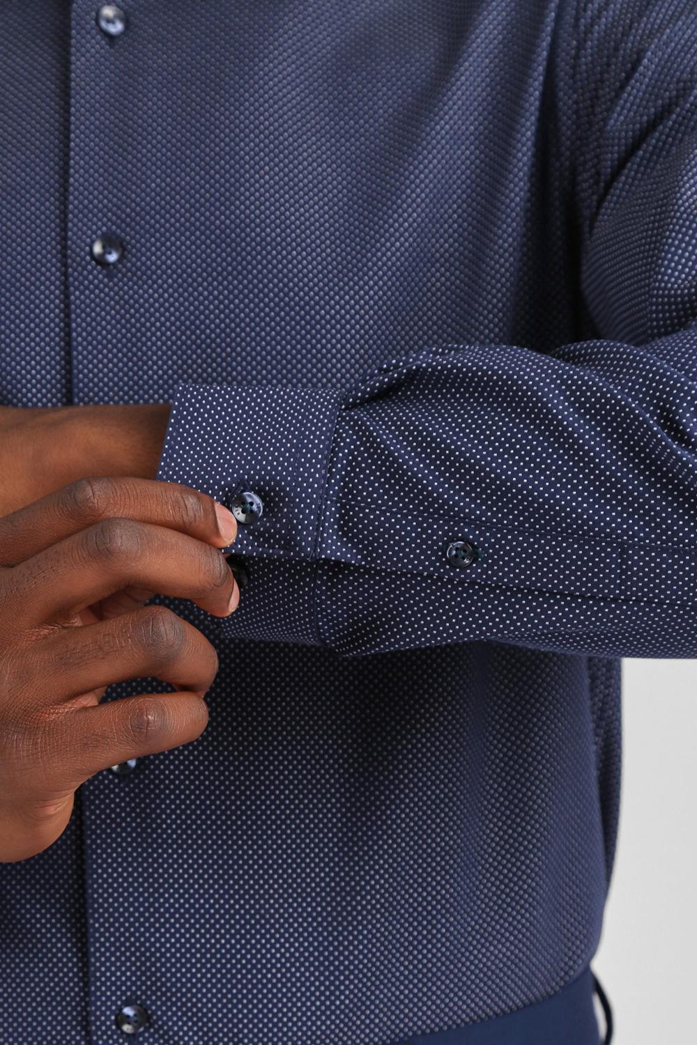 Men Ted Baker ODAIR - Pin Dot Slim Fit Cotton Formal Shirts Navy | India  WQZX-12378