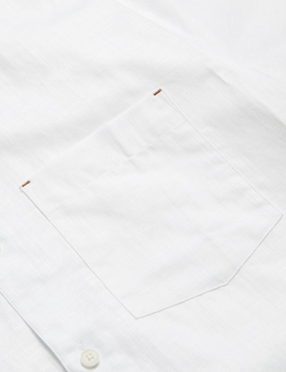 Men Ted Baker PALOMAS - Short Sleeve Textured Linen Cotton Casual Shirts White | India  CRQZ-86074