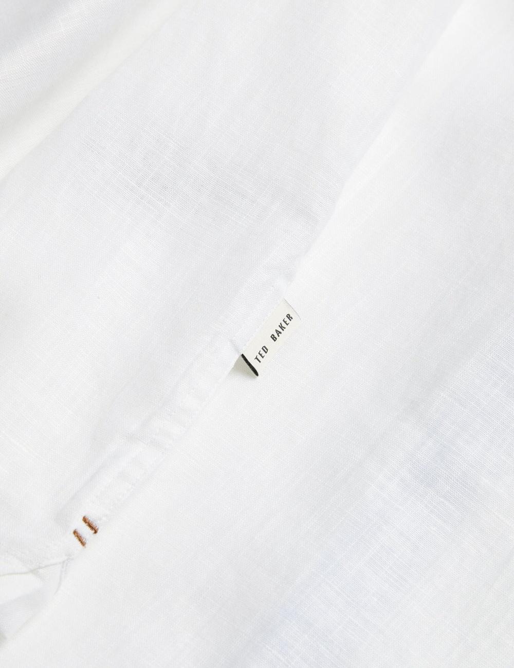 Men Ted Baker PALOMAS - Short Sleeve Textured Linen Cotton Casual Shirts White | India  CRQZ-86074