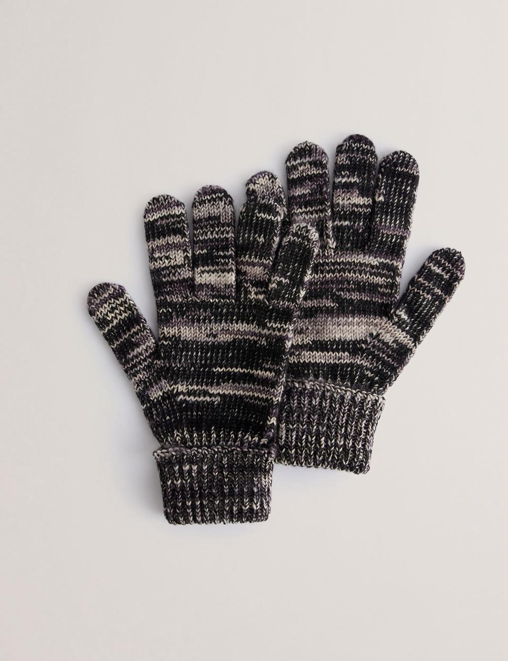 Men Ted Baker PERCIYS - Marl Knit Ribbed Cuff Gloves Grey | India  VOEY-60392
