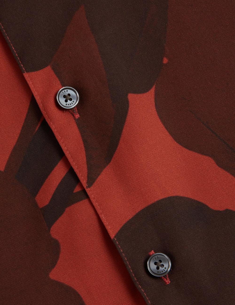 Men Ted Baker PINEDA - Short Sleeve Relaxed Floral Print Casual Shirts Red | India  AGCZ-76589