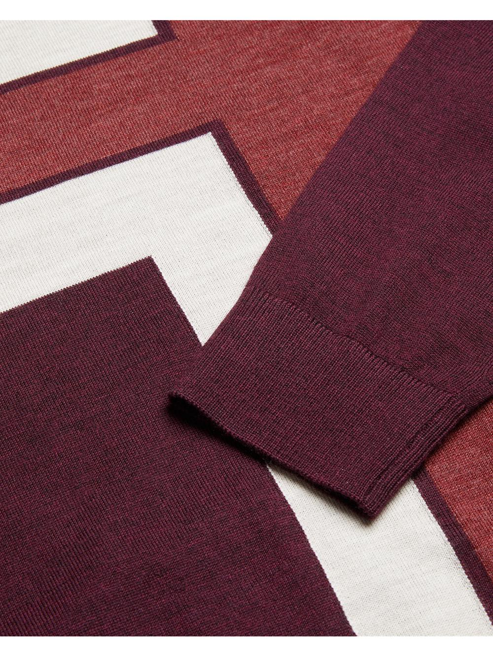 Men Ted Baker ROIKA - Colour Block Crew Neck Wool Jumpers Maroon | India  INSD-09376