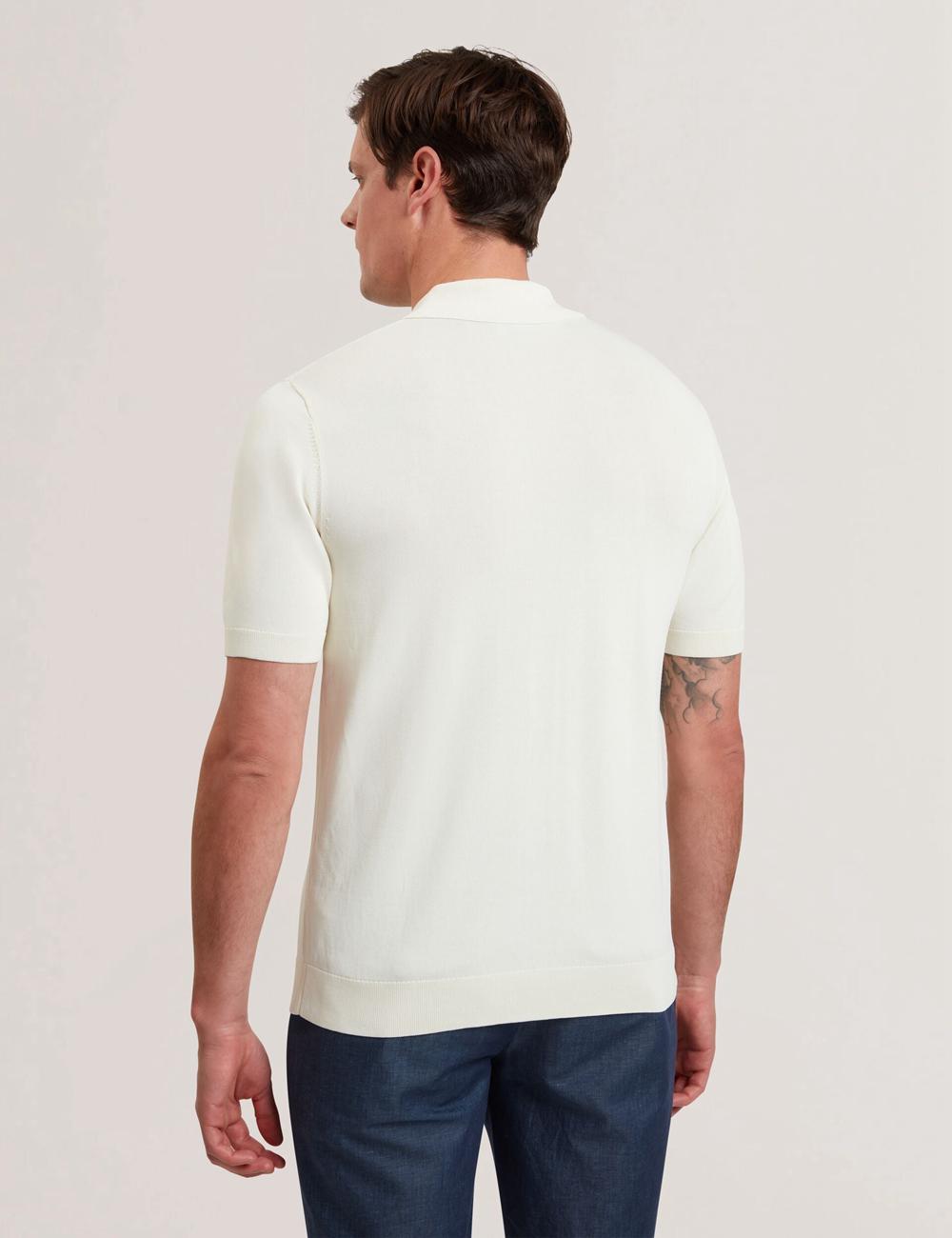 Men Ted Baker RUITS - Short Sleeve Floral Placement Polos Shirts Ecru | India  ZHNQ-18673