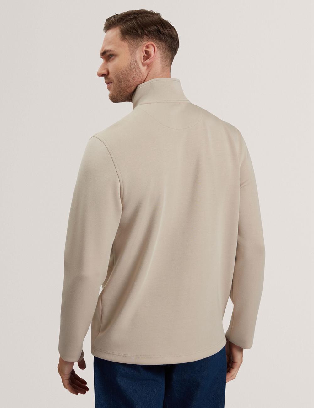 Men Ted Baker SIMONEA - Textured Panel Half-Zip Modal Sweatshirts Taupe | India  RZIQ-47320