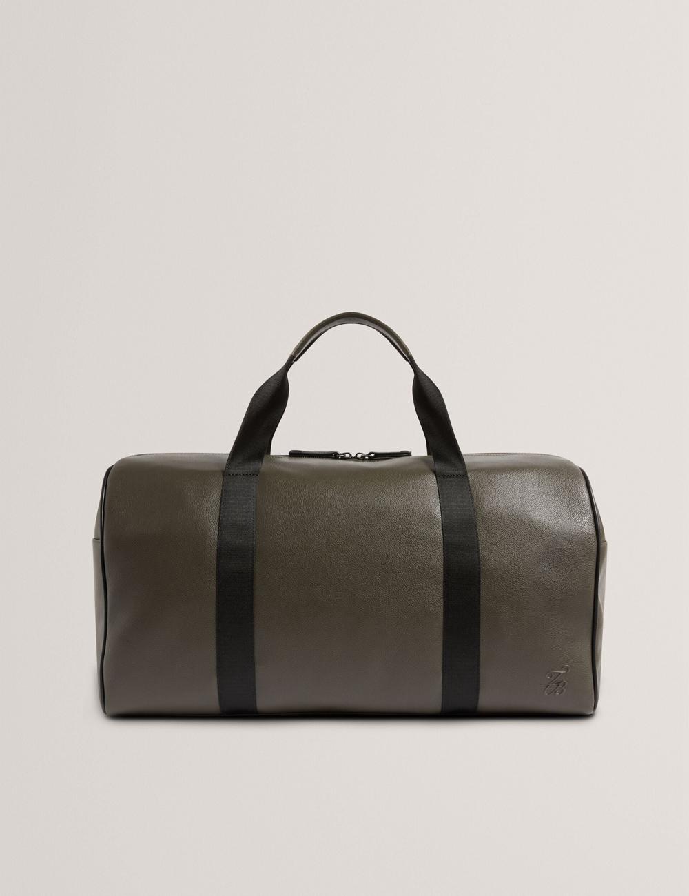 Men Ted Baker TAISON - Pebbled Faux Leather Holdall Bags Khaki | India  DFSX-29501