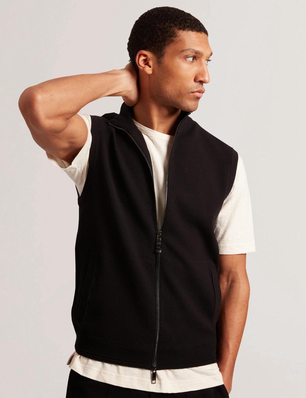 Men Ted Baker TERINCE - Zip-Through Funnel Neck Gillets Black | India  LYNG-68095