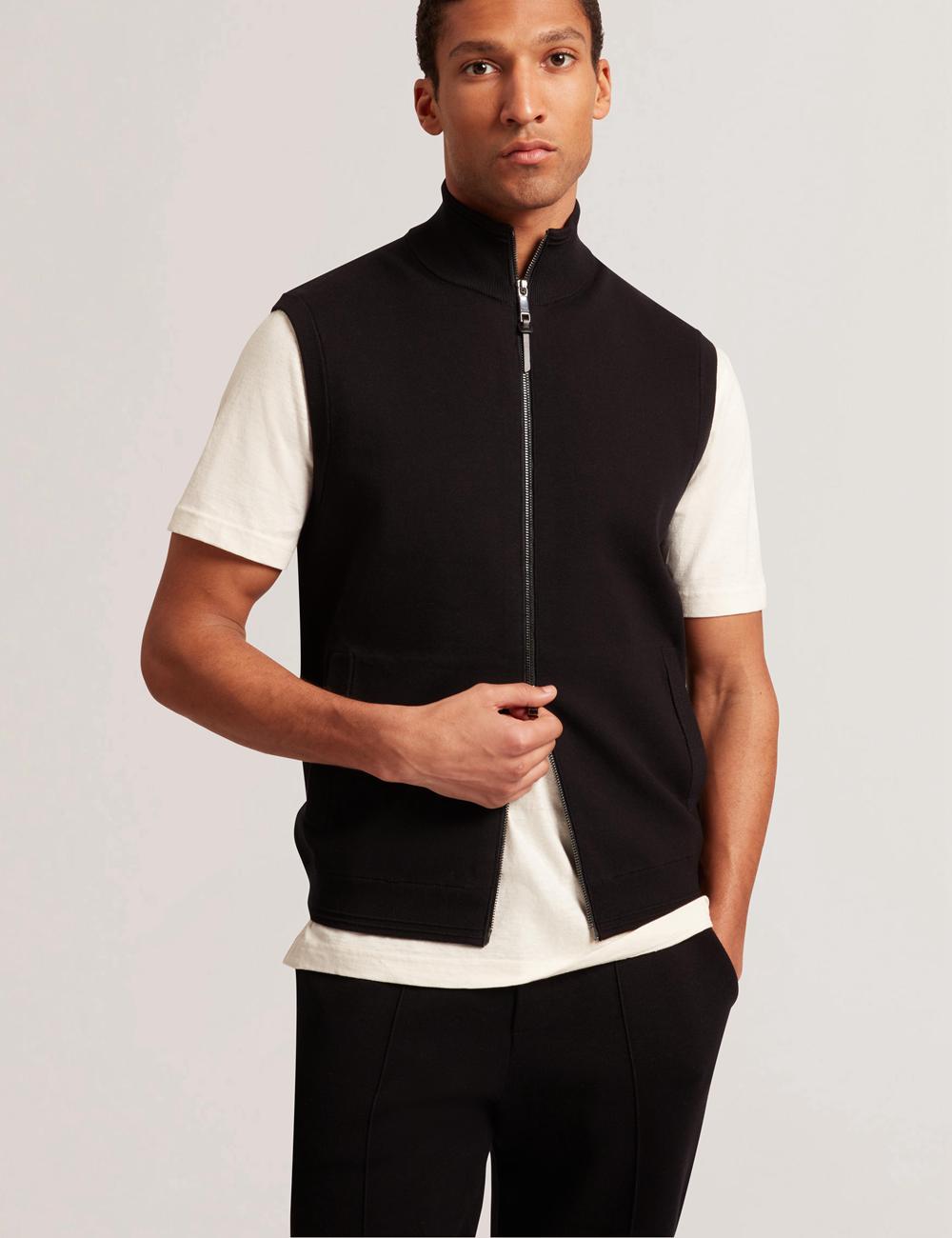 Men Ted Baker TERINCE - Zip-Through Funnel Neck Gillets Black | India  LYNG-68095