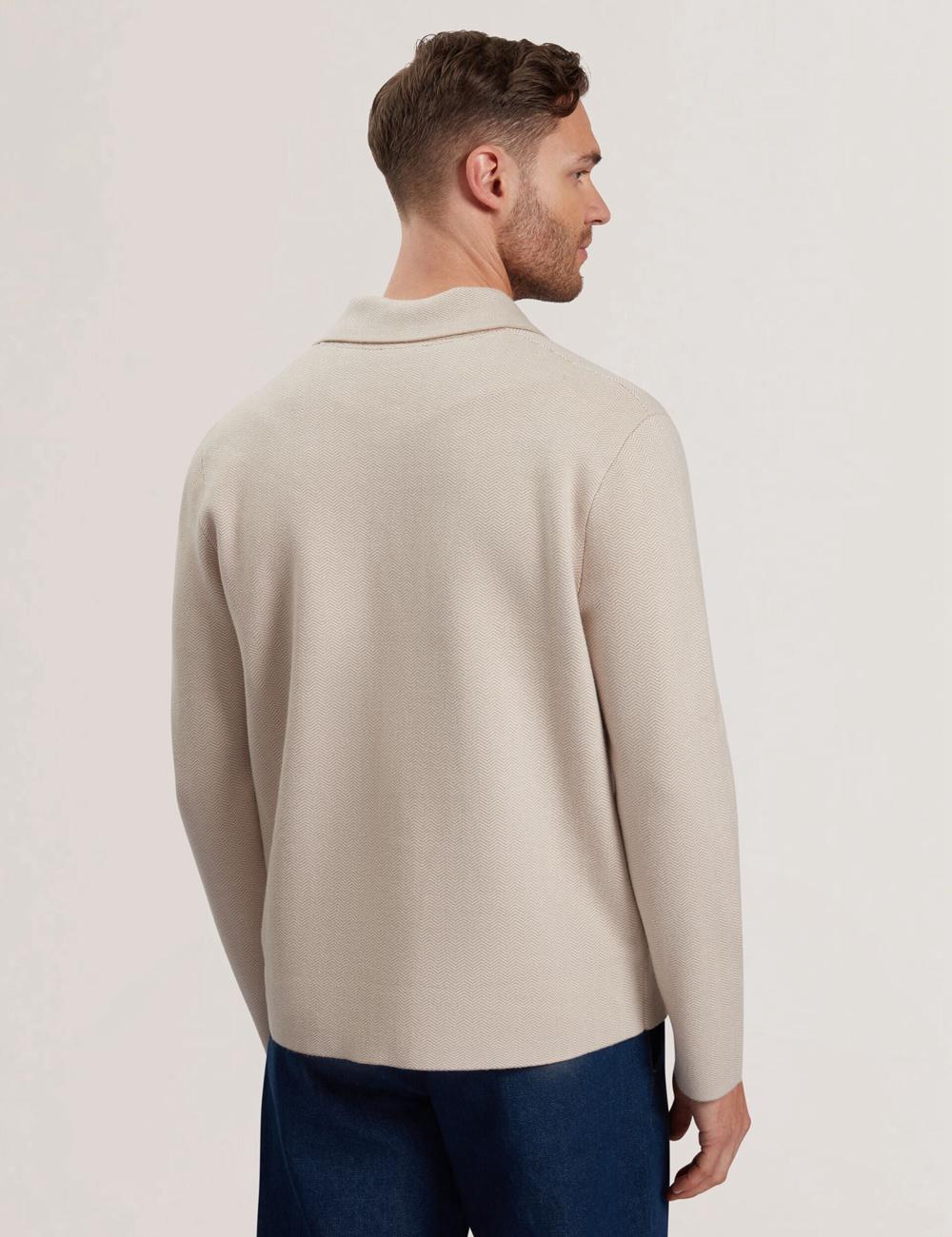 Men Ted Baker THIMON - Herringbone Knit Button-Up Jackets Taupe | India  JICQ-31584
