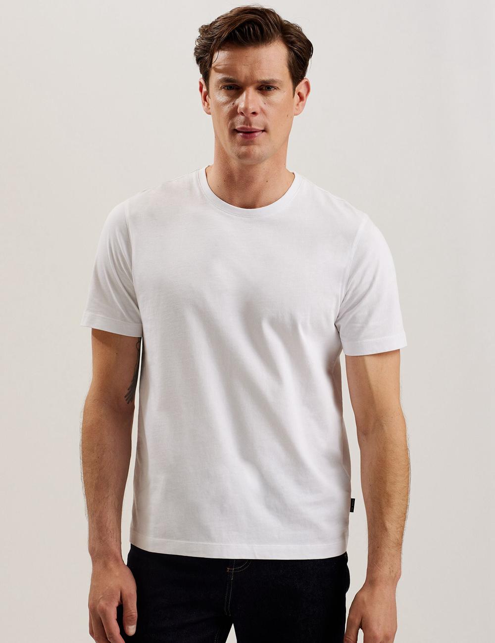 Men Ted Baker TYWINN - Classic Crew Neck Cotton T-Shirts White | India  MGJT-47259