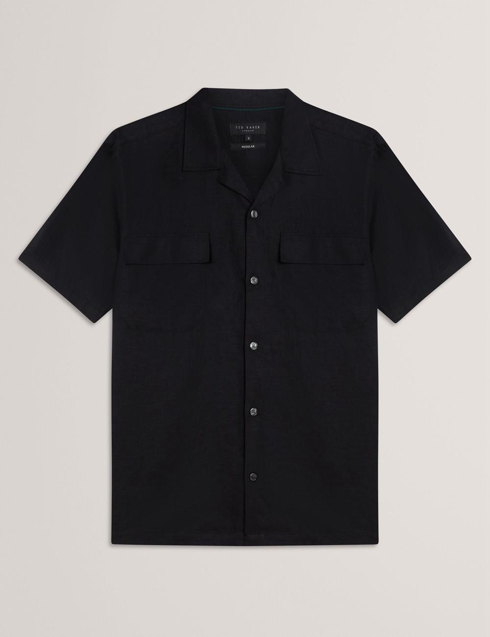 Men Ted Baker WHETHER - Short Sleeve Regular Fit Double Pocket Casual Shirts Black | India  GUBH-75462