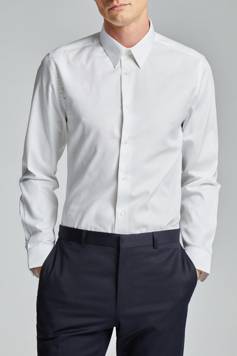 Men Ted Baker WHITE SATIN STRIPE - Textured Stripe Slim Fit Formal Shirts White | India  XSNR-82967