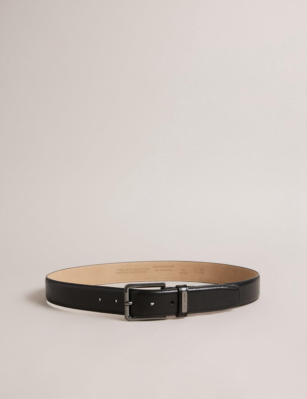Men Ted Baker WIZERD | India  Polished Leather With Logo Hardware Belts Black | India  FSBY-31248