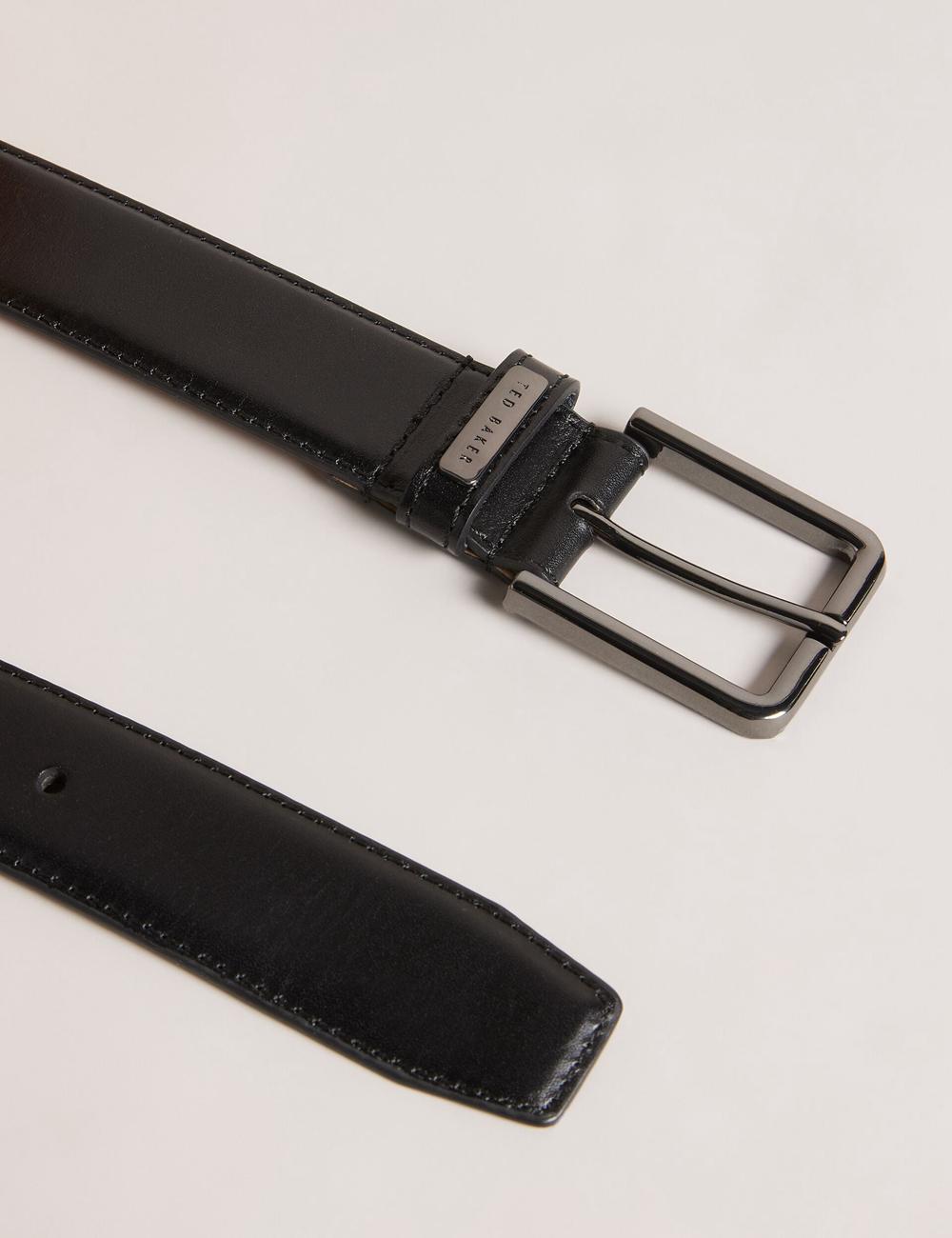 Men Ted Baker WIZERD | India  Polished Leather With Logo Hardware Belts Black | India  FSBY-31248