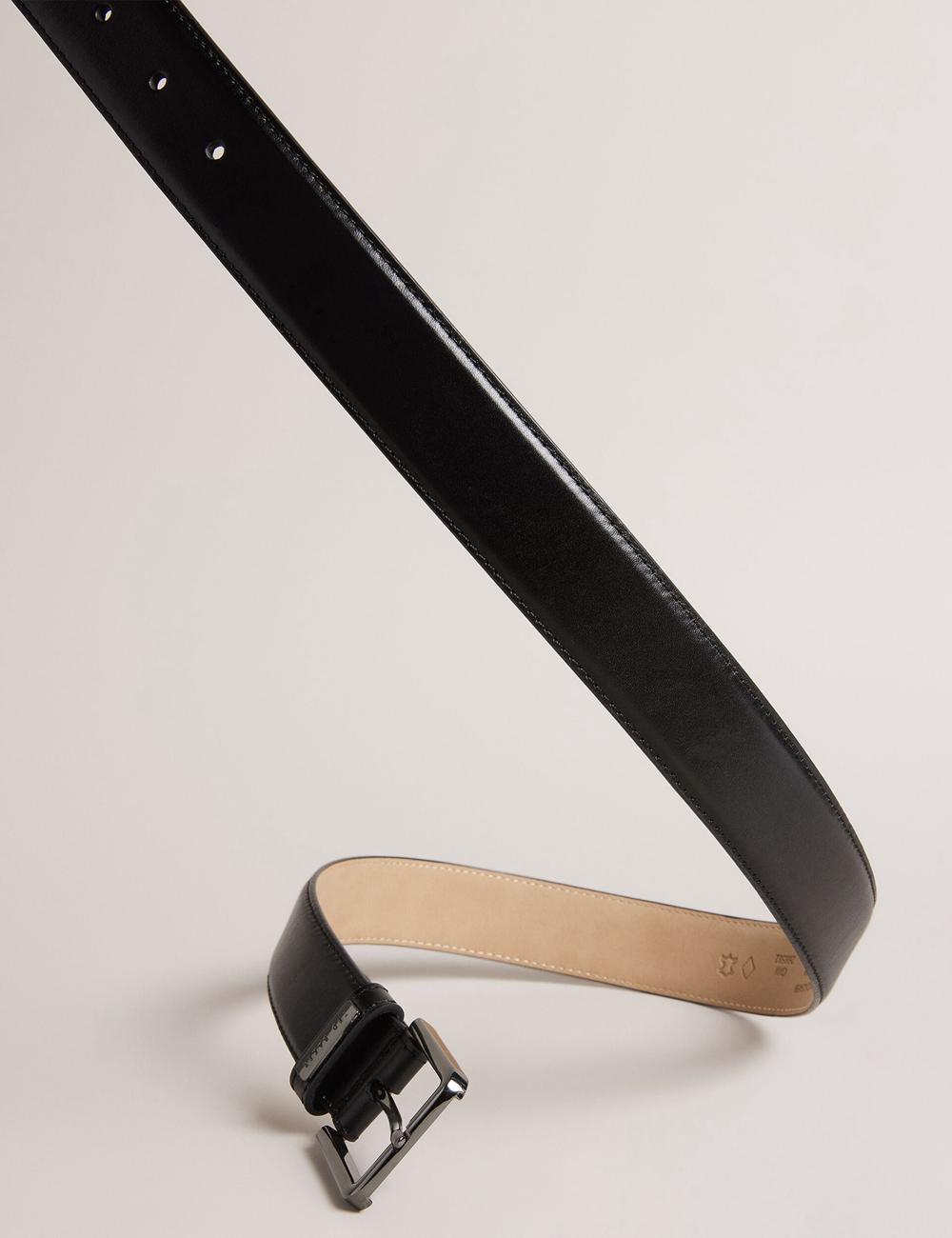 Men Ted Baker WIZERD | India  Polished Leather With Logo Hardware Belts Black | India  FSBY-31248