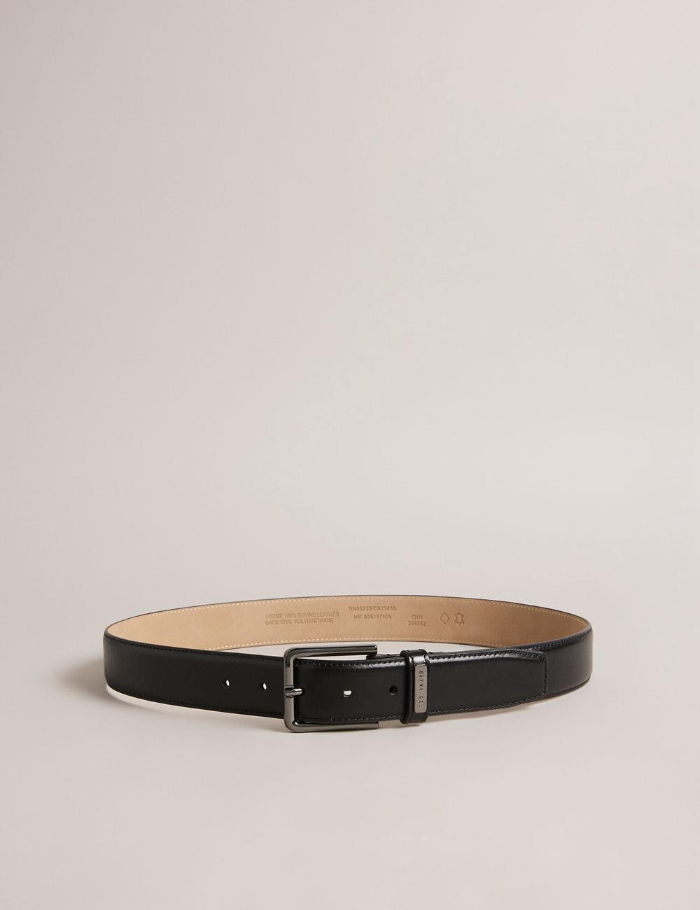Men Ted Baker WIZERD | India  Polished Leather With Logo Hardware Belts Black | India  FSBY-31248