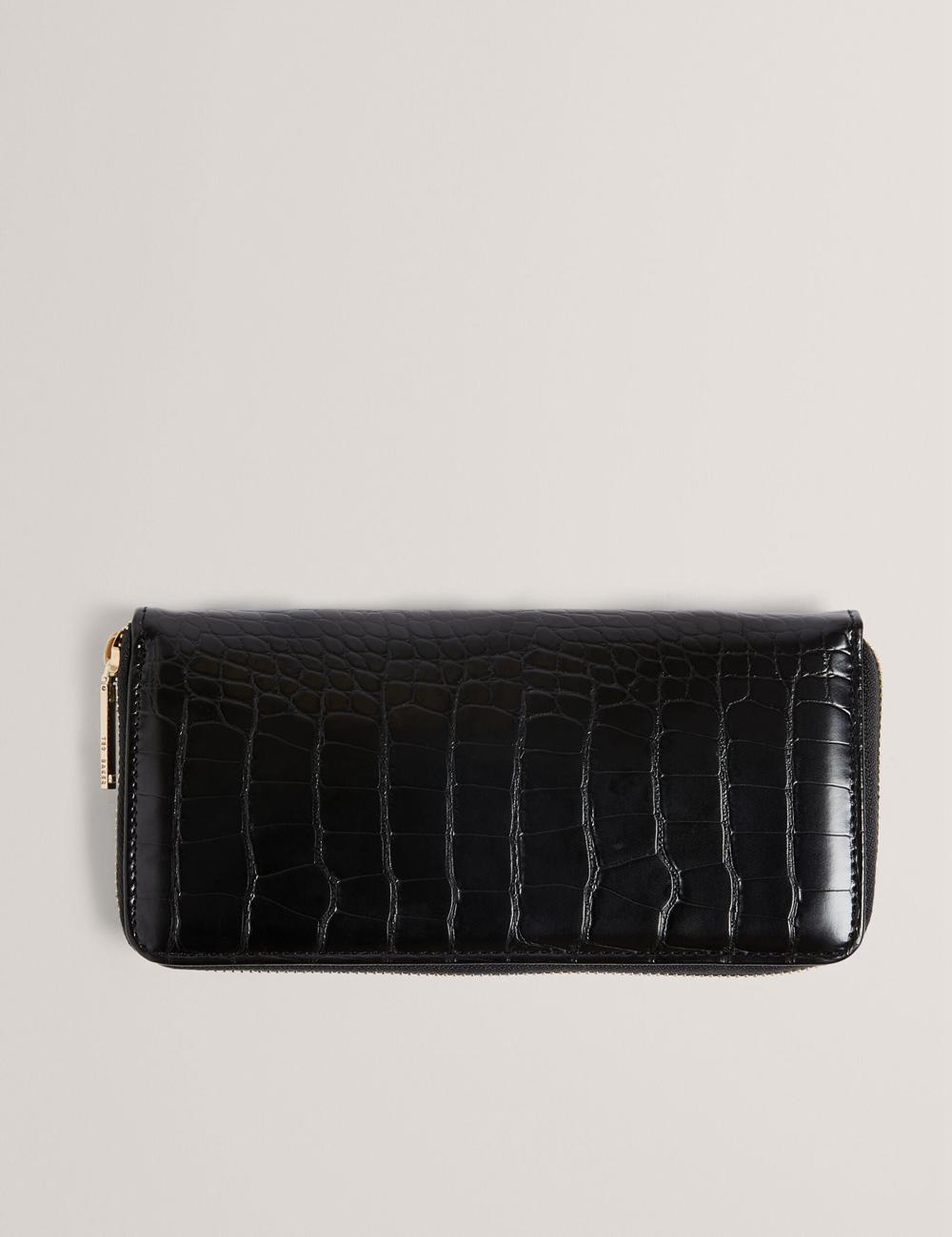 Women Ted Baker ABBYYI - Croc Effect Slim Travel Jewellery Case Wash Bags Black | India  QJKP-75368