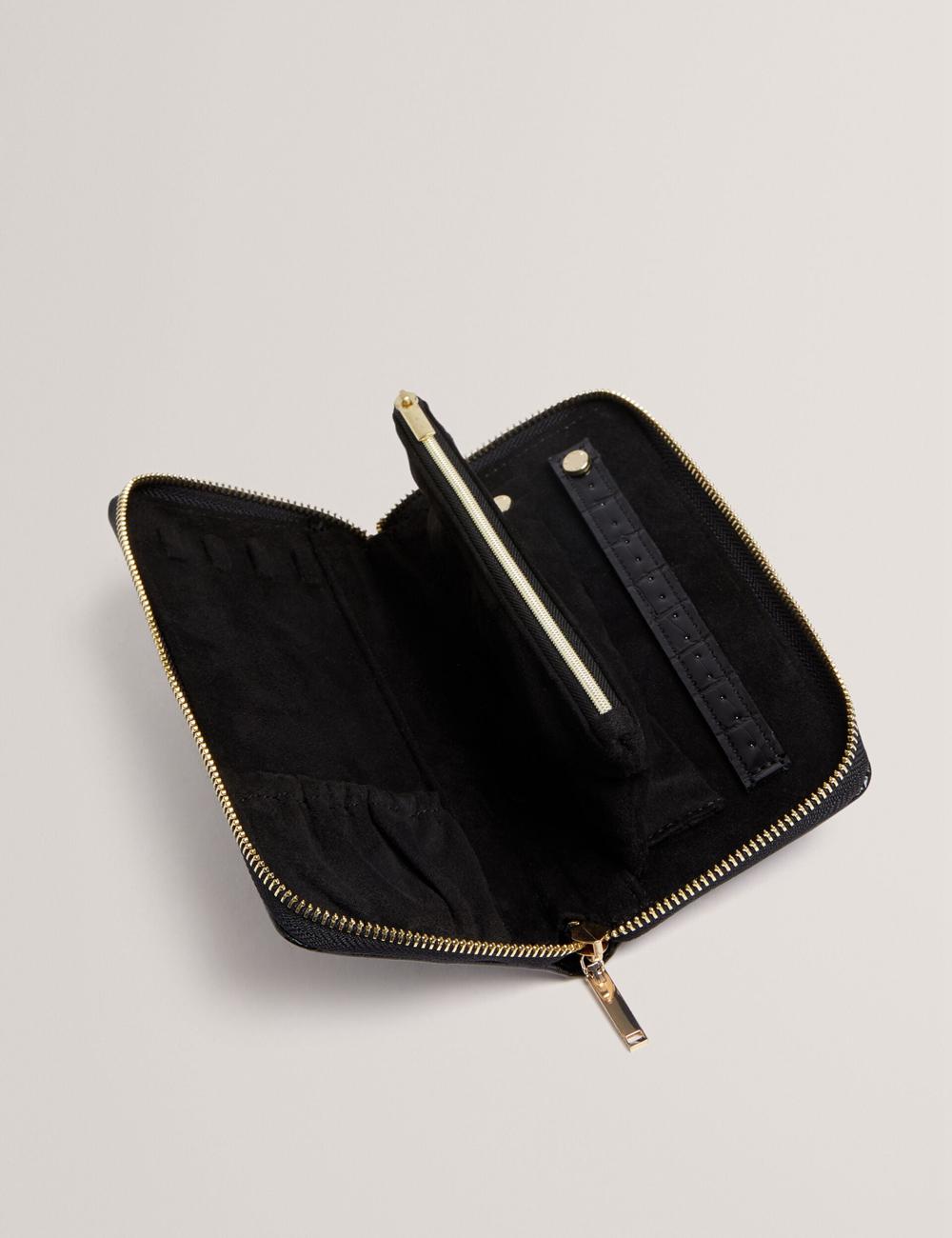 Women Ted Baker ABBYYI - Croc Effect Slim Travel Jewellery Case Wash Bags Black | India  QJKP-75368
