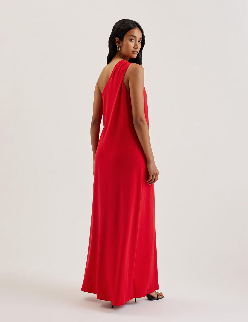 Women Ted Baker AISLI - One Shoulder Woven Maxi Dresses Red | India  KLHJ-09562